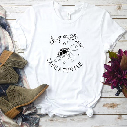 Skip A Straw Save A Turtle T-Shirt