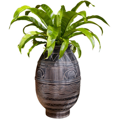 African Art Cement Flower Pot