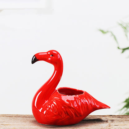 Red Flamingo Flower Pot