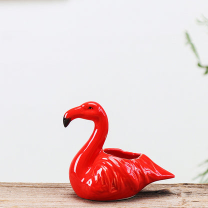 Red Flamingo Flower Pot