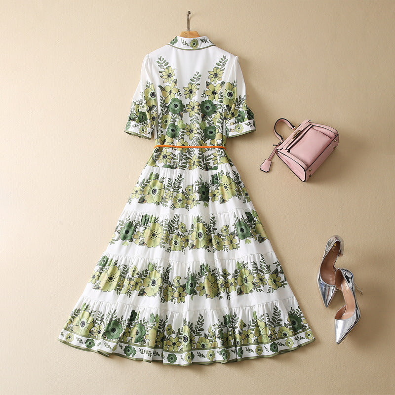 Green Flower Swing Dress