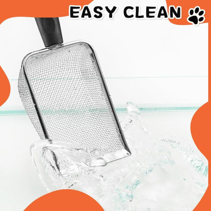 Cat Litter Scoop Stainless Steel Mesh Litter Shovel Deep Shovel Reliable Litter Cleaner Corner Shovel Beach Shovel Easy To Clean Reptile Terrarium Sand Waste Dark Black