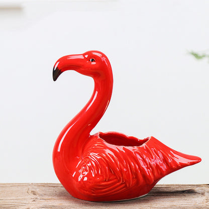 Red Flamingo Flower Pot